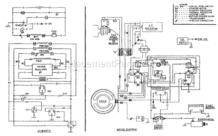 Page H Diagram and Parts List for 8650-0  Briggs and Stratton Generator